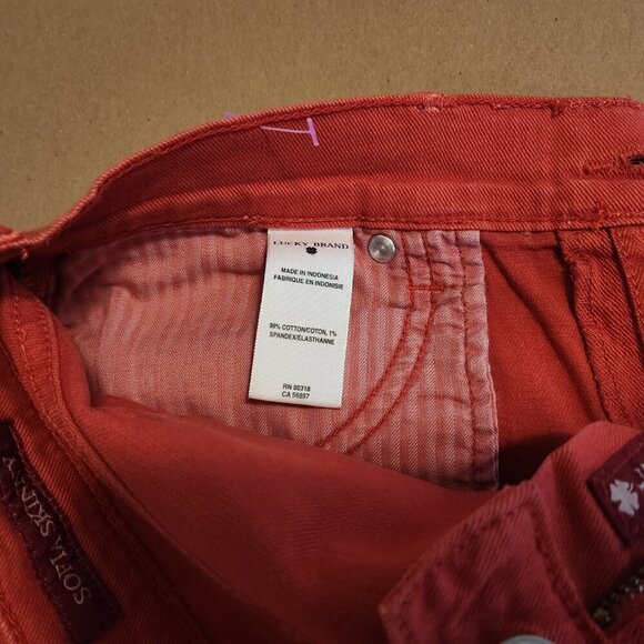 Lucky Brand Sofia Skinny Red Denim Jeans Women’s Size 10/30 Ankle Very Nice! - Picture 13 of 14
